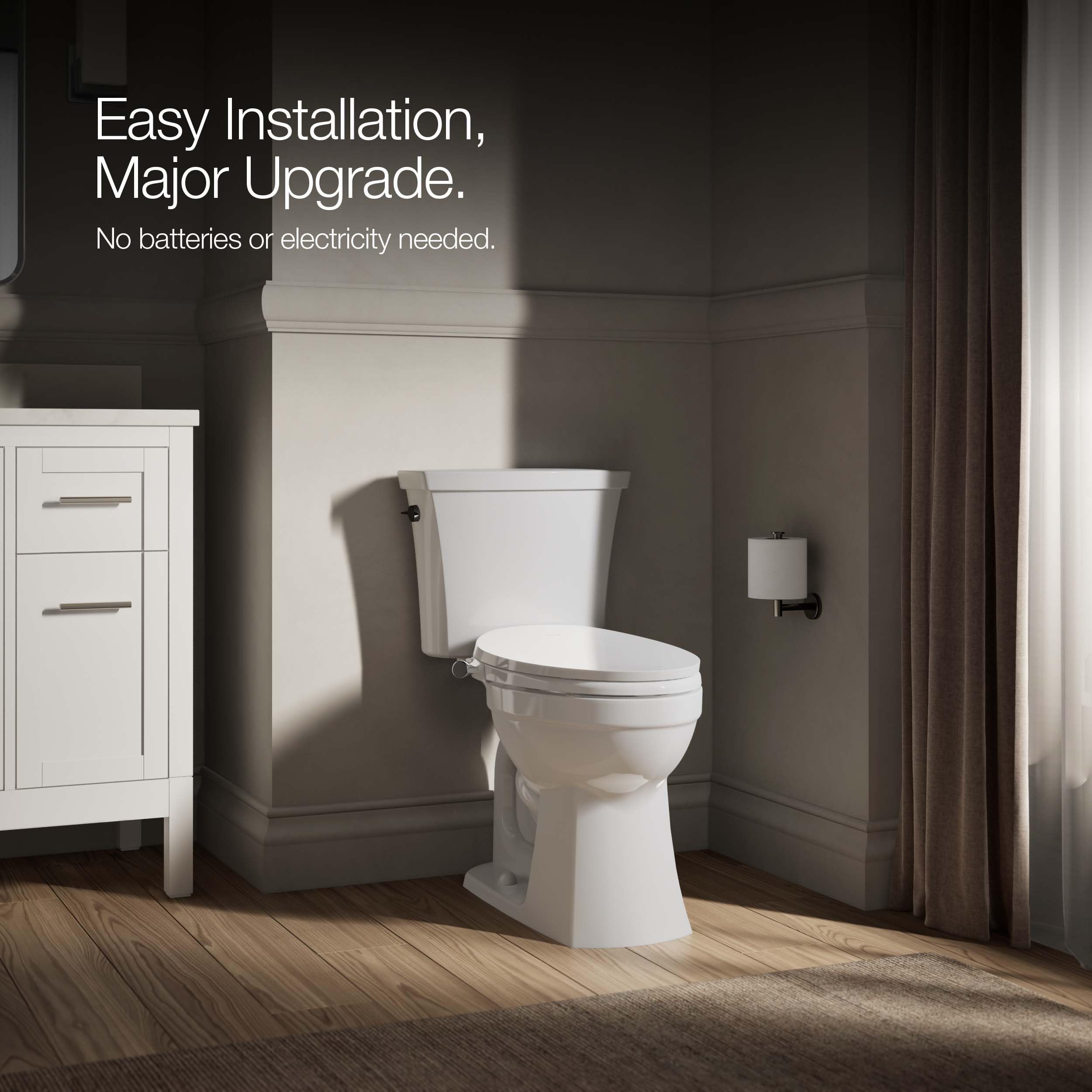 Kohler PureWash M300 Manual Elongated Bidet Toilet Seat, Chrome Handle, Quiet-Close Lid Prevents Slamming, Toilet Bidet, Easy Installation with Quick-Release Hinges, Self-Cleaning Wand