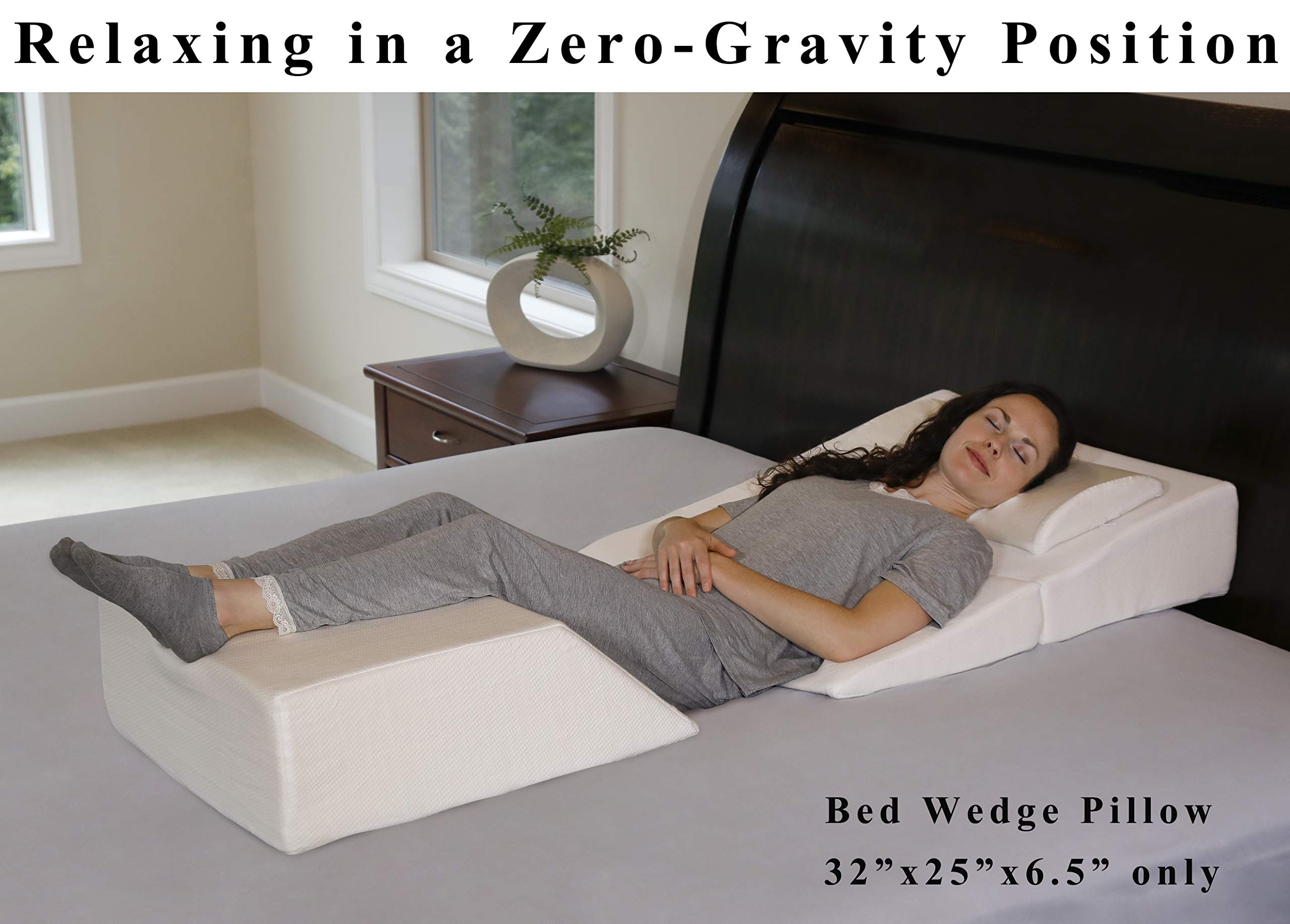 InteVision Folding Bed Wedge Pillow (32" x 25" x 6.5") Dual layer