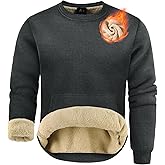 ZITY Men's Sherpa Lined Sweatshirt Heavyweight Fleece Crewneck Sweatshirts Kangaroo Pocket Thick Winter Long Sleeve Pullover