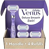 Gillette Venus Extra Smooth Swirl Razors for Women, 1 Venus Razor, 4 Razor Blade Refills, Flexiball Handle for a Close, Smoot