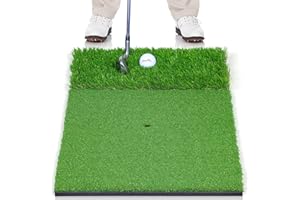 PONSONBAY Golf Hitting Mat Thickened Golf Practice Mat, Indoor & Outdoor Golf Training Swing & Chipping Mat Premium Dual-Turf