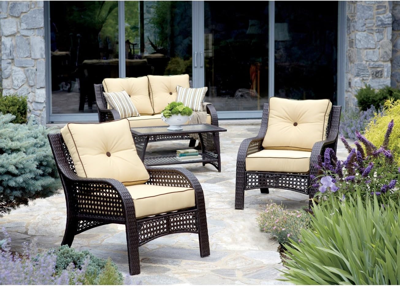 Northcape Chicago Wicker 4 Piece Napa Chat Collection Furniture Set Amazon Ca Patio Lawn Garden