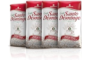 CAFÉ SANTO DOMINGO INDUBAN Café Santo Domingo, 16 oz Bag, Ground Coffee, Medium Roast - Product from the Dominican Republic (Pack of 4)