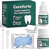 Cureforte Zinc Oxide Eugenol Dental Cement Kit &ndash; Professional Temporary Crown &amp; Bridge Glue for Tooth Fillings | Self-Curing, Strong Bond, and Pulp-Soothing Formula | Easy-to-Use Dental Repair Kit