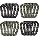 16 Pack Tactical Carabiners Keychain D Rings Spring Snap Gear Clip Utility Hooks Backpack Hanging Buckle Travelling for Camping