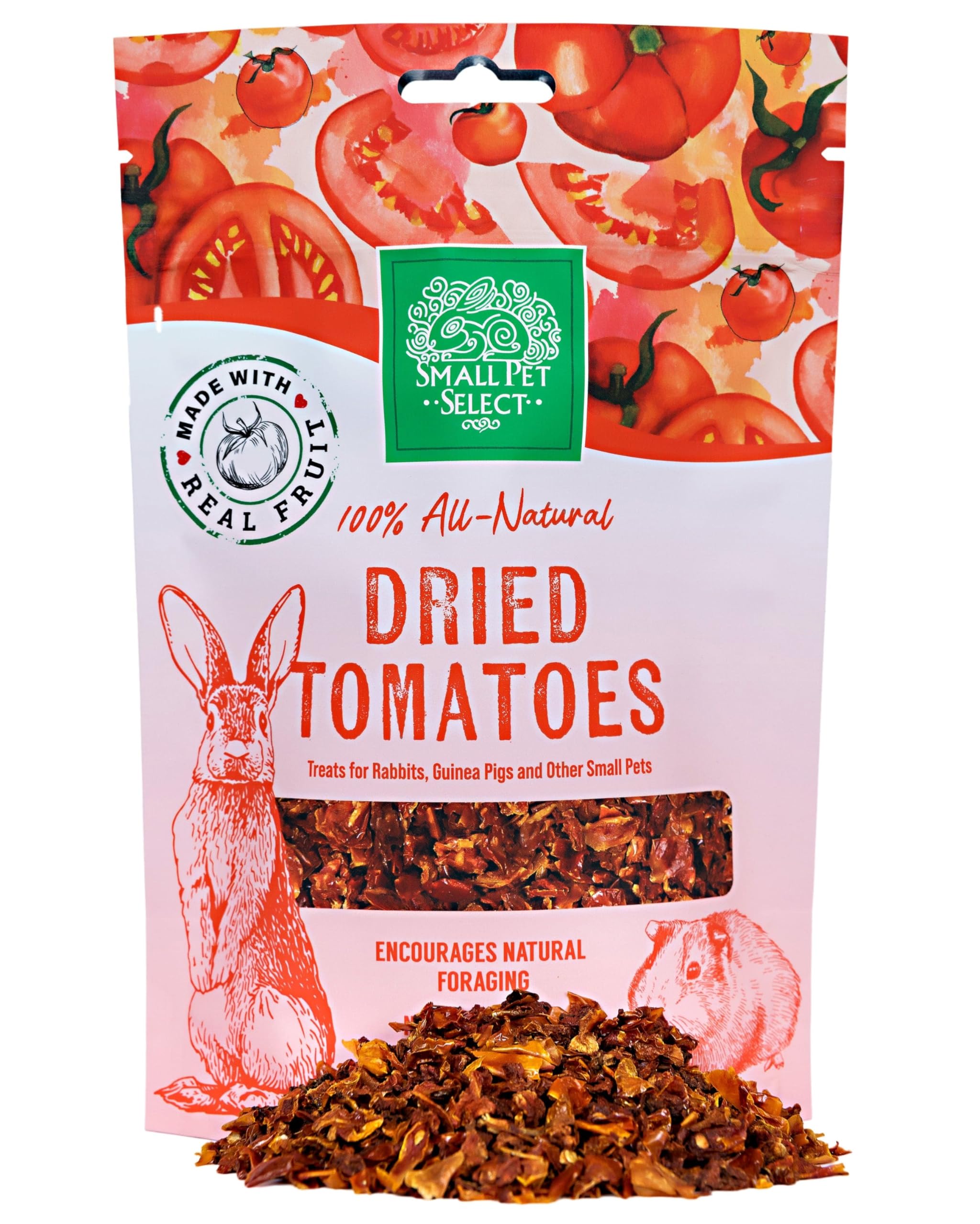 Small Pet Select Natural Dried Tomato Treats for Rabbits, Guinea Pigs, Hamsters, Gerbils, Mice & Rats, 56g