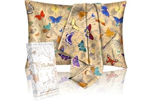 Miss Adola 2 Pack Mulberry Silk Pillowcase for Hair and Skin - Standard Size 20 x 26 Inches with Hidden Zipper Line Butterfly 19 Momme Soft Sleeping Silk Pillow Case for Women, Moms