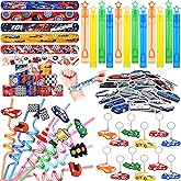 KELENO 98 Pcs Race Car Party Favors Racecar Birthday Supplies Straw Bubble Slap Band Sticker Racing Toy Gift Boy Girl Goodie Bag Stuffer Cars Party Favors for Kids 3-5 4-8