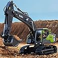 Ruko 1661 Remote Control Excavator Toys for Boys, 2.4Ghz RC Construction Vehicles with Metal Shovel & Simulated Lights Gift for Kids