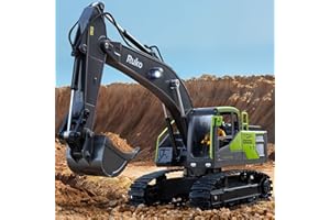 Ruko 1661 Remote Control Excavator Toys for Boys, 2.4Ghz RC Construction Vehicles with Metal Shovel & Simulated Lights Gift for Kids
