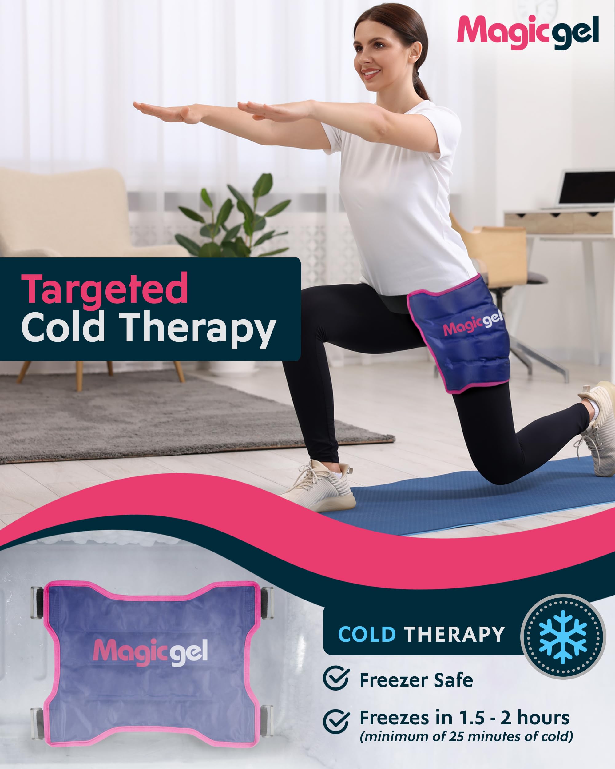 Magic Gel Reusable Cold Pack - Hip Brace for Bursitis, Replacement and Flexor - After Surgery Recovery Supplies for Men & Women - Ice Wrap for Inflammation, Swelling, Pain Relief
