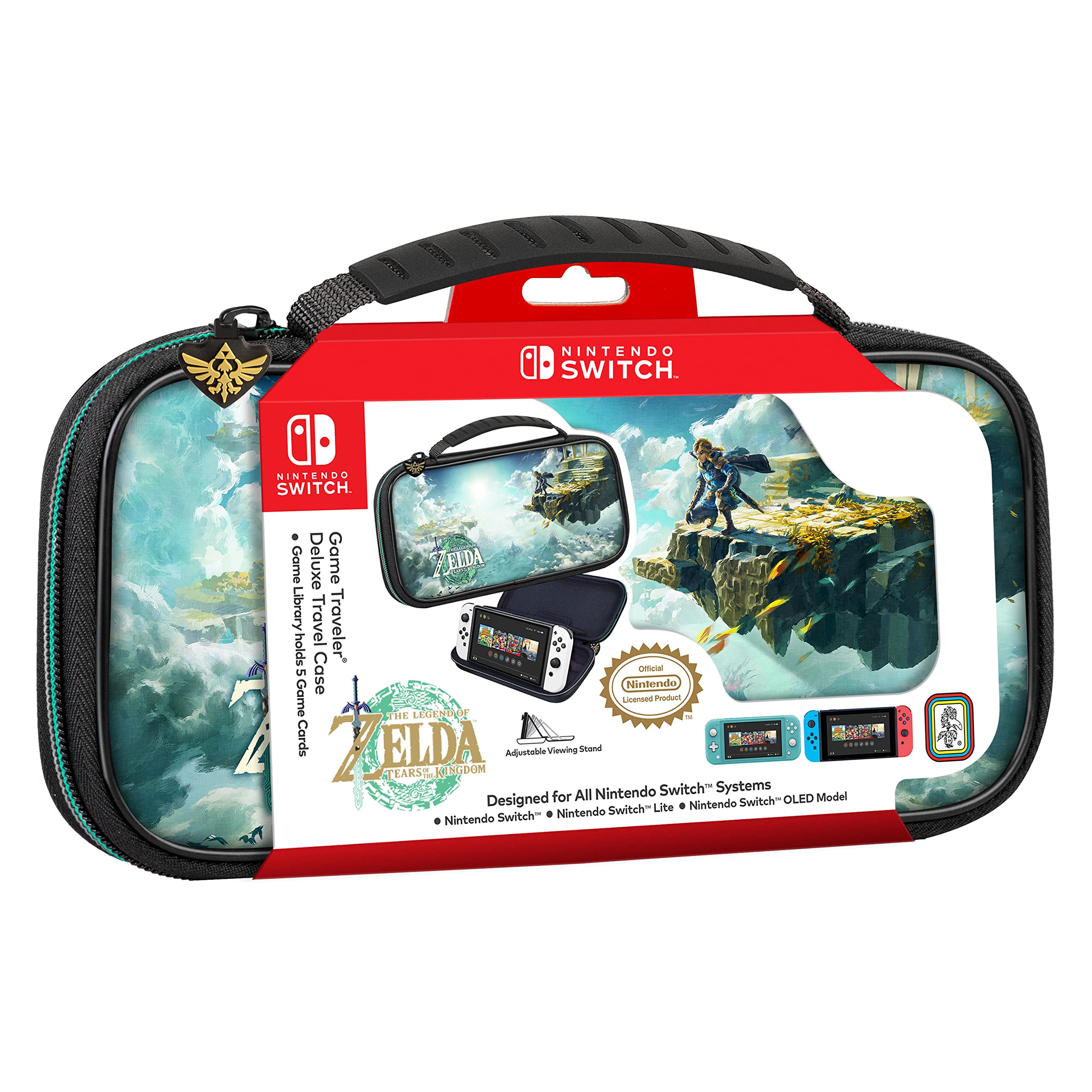 R.D.S. INDUSTRIES, INC. – Game Traveler Deluxe Licensed Travel Case Designed for Nintendo Switch, Lite, OLED, Legend of Zelda Tears of the Kingdom (NNS433)