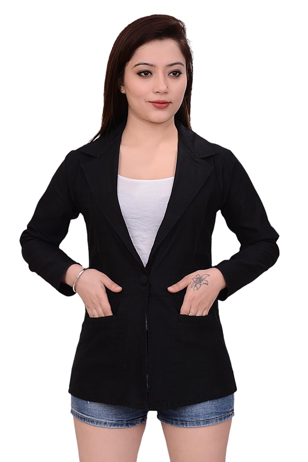 ambrosial women single breasted formal blazer