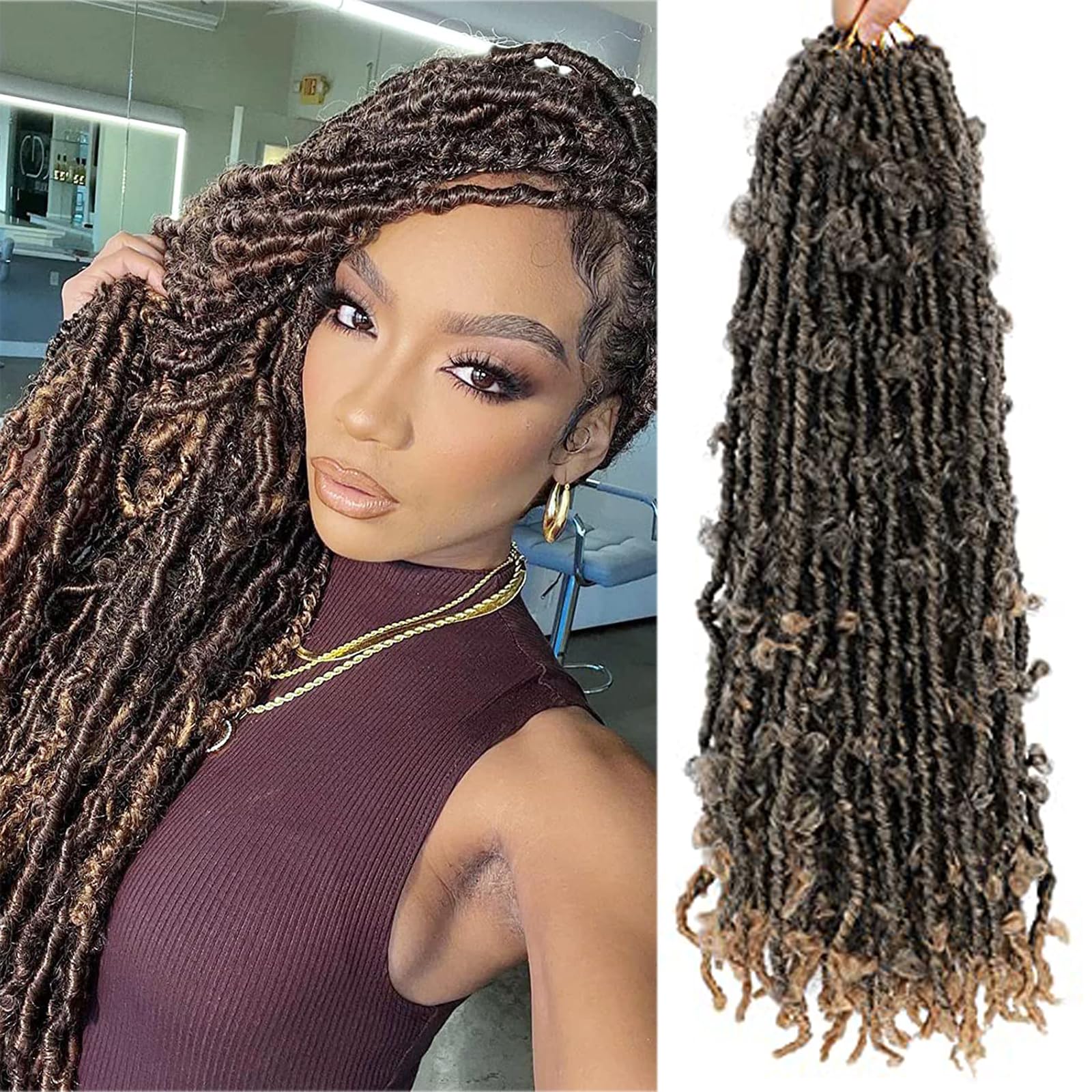 Butterfly Locs Crochet Hair - 18 Inch Pre Looped Distressed Faux Locs Crochet Braids — image 1