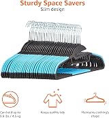 Amazon Basics Non-Slip Heavy Duty Plastic Hanger with Horizontal Bar Blue view 3