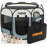 MZNZ Dog Playpen, Portable Cat Playpen Crate Indoor for Dogs Cats Rabbits, Foldable Small Animal Guinea Pigs Bunny Cage Enclosure for Outdoor, Pop Up Dogs Cats Tent Kennel with Carrying Case, Grey