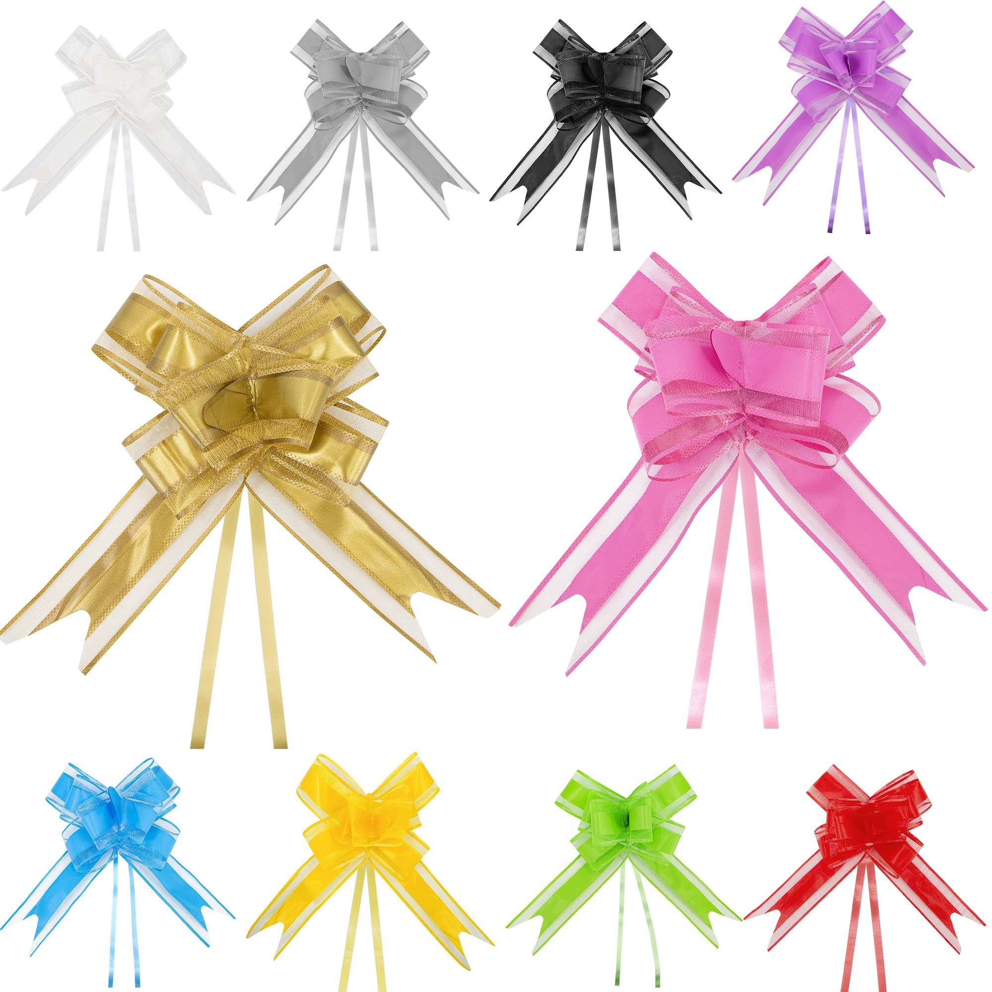 Time to Sparkle 20 PCS Pull Bows 16cm Large Organza Pull Bow Gift Wrapping Bows Present with Ribbon for Wedding Party Christmas Valentine's Day Bright Shade
