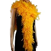 Flydreamfeathers 80 Gram, 2 yards Long Turkey Chandelle Feather Boa 10 Color, Great for Party, Wedding, Halloween Costume, Christmas Tree Decoration (Gold Yellow Color)