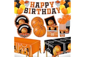 Miucat Basketball Party Decorations, 139Pcs Basketball Party Supplies-Serves 24 with Plates Napkins Cups Tablecloth Birthday Banner for Basket ball Birthday Decorations