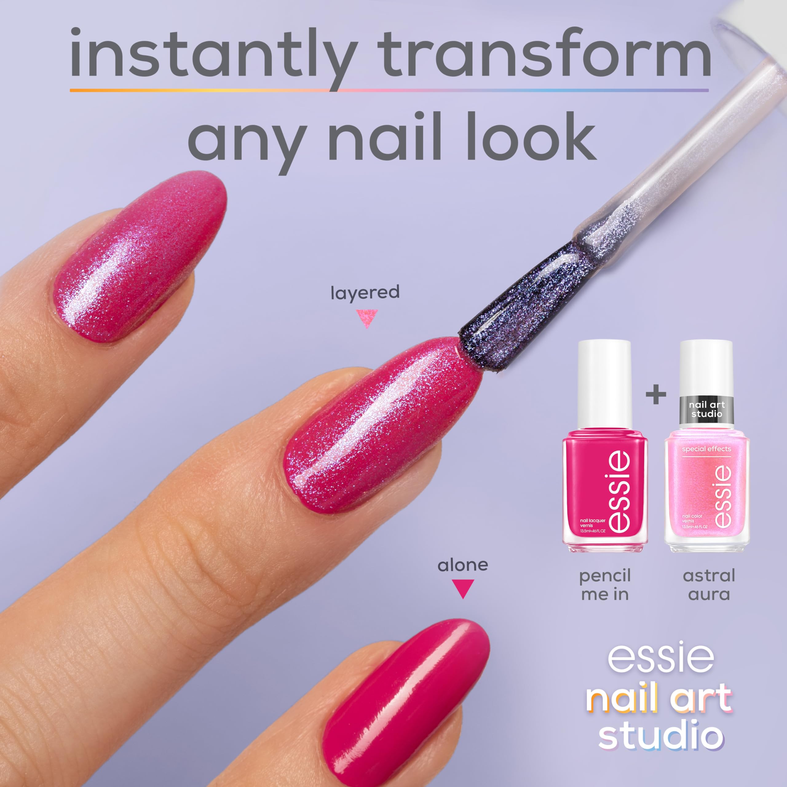 essie Nail Art Studio Special Effects Polish, Shimmer, Vegan, Pink Nail Polish, Astral Aura, 0.46 Fl Oz - Image 3