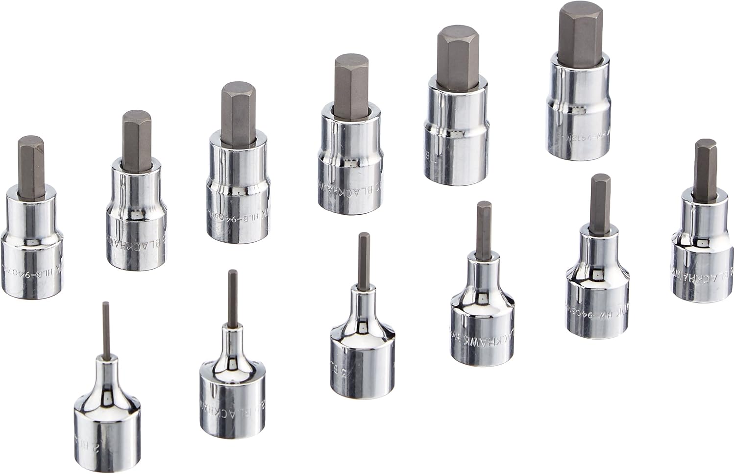Blackhawk By Proto HW9412MS Drive Metric Hex Bit Socket Set, 3/8Inch