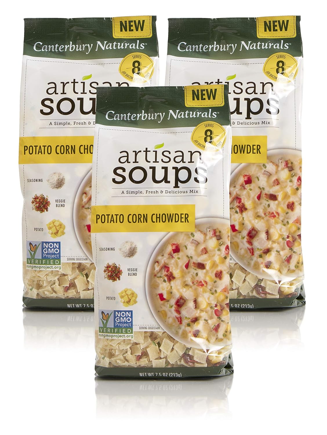 Canterbury Naturals Artisan Soup Mix, Potato Corn Chowder, 7.5 Ounce, Pack of 3