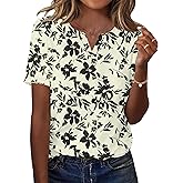 LOMON Womens Short Sleeve V Neck T Shirts Summer Tops Basic Tees Business Casual Blouses Trendy Fashion Clothes