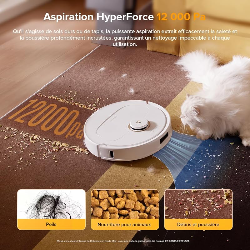 Qrevo S5V Aspirateur Robot Laveur avec Station, 12000Pa Aspiration