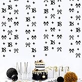 Black 18th Bow Birthday Decorations Glitter Conquette Bow Garland Streamer Banner Backdrop for Girls Boys Happy 18th Birthday Time to Adult Cheers to 18 Years Old Anniversary Party Supplies