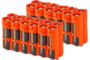 Storacell AA-12 Battery Storage Caddy and Dispenser (Pack of 2), Orange, Holds 12 AA Batteries (Not Included), Durable & Comp
