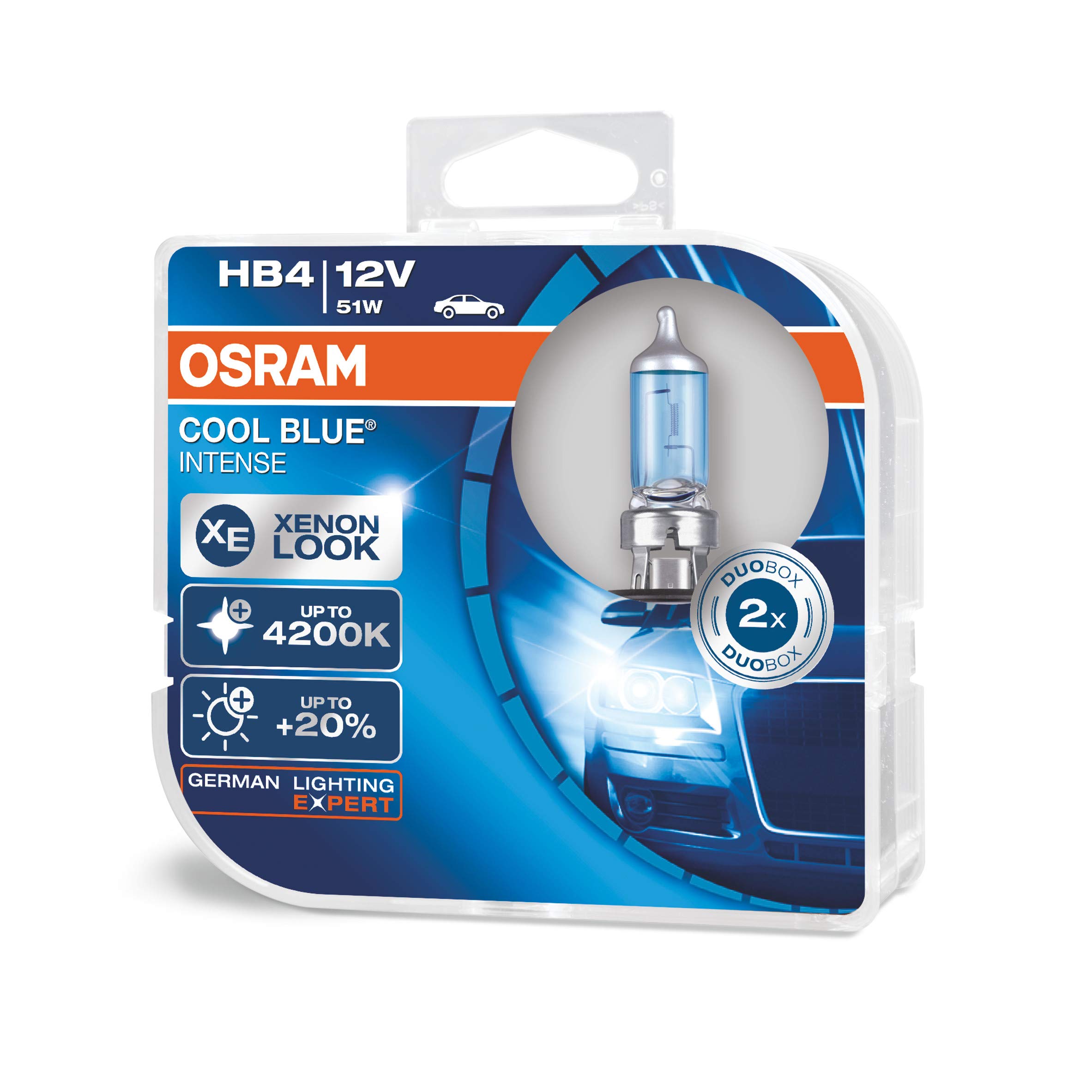 OSRAM 9006CBI-HCB HB4 Halogen Headlamp Bulb 4200K, Cool Blue Intense, Double Pack