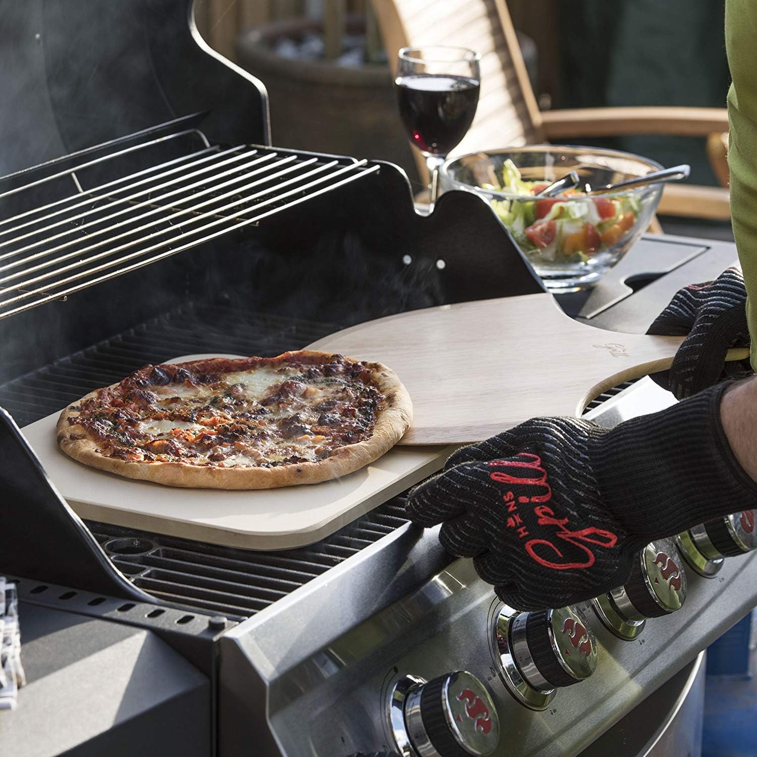 Hans Grill Pizza Stone Set For Oven or BBQ Large Baking Stones With