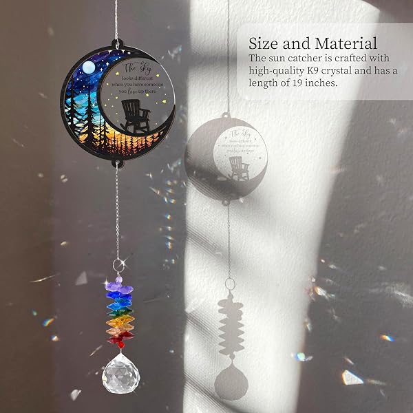 GIFTELIX MEMORIAL SUNCATCHER – MOON CHAIR ORNAMENT – SYMPATHY GIFT FOR LOSS OF LOVED ONE – BEREAVEMENT GIFTS MEMORIAL RAINBOW MAKER – REMEMBRANCE ORNAMENT – FUNERAL KEEPSAKE