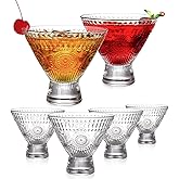 Kingrol 6 Pack Stemless Martini Glasses, Cocktail Glasses, 8 oz Glass Dessert Bowls, Mini Trifle Bowls, Perfect Glassware for Home Bar, Restaurant, Party