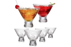 Kingrol 6 Pack Stemless Martini Glasses, Cocktail Glasses, 8 oz Glass Dessert Bowls, Mini Trifle Bowls, Perfect Glassware for
