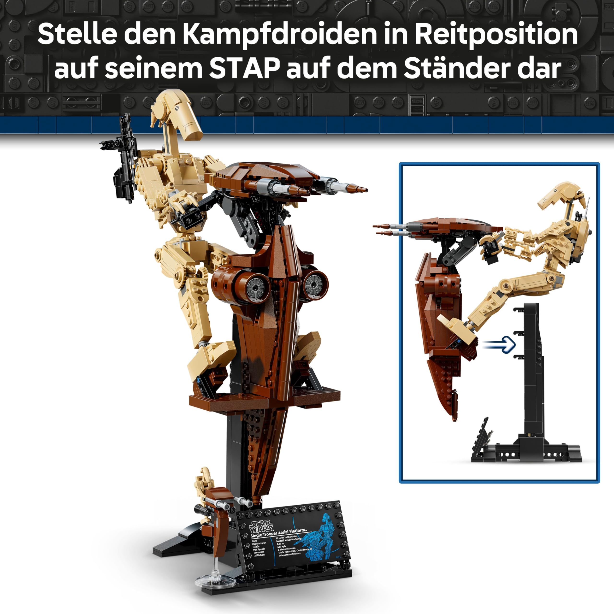 LEGO Star Wars 75428 Kampfdroide mit STAP Bauspielzeug - Spiel- und Ausstellungsfigur mit Speeder - Sammlergeschenk für Jungen ab 12 Jahren, Teenager und Fans von Die dunkle Bedrohung 3