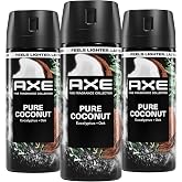 AXE Fine Fragrance Collection Body Spray Pure Coconut 3 Count 2.9 oz | Aluminum Free 72 Hour Freshness
