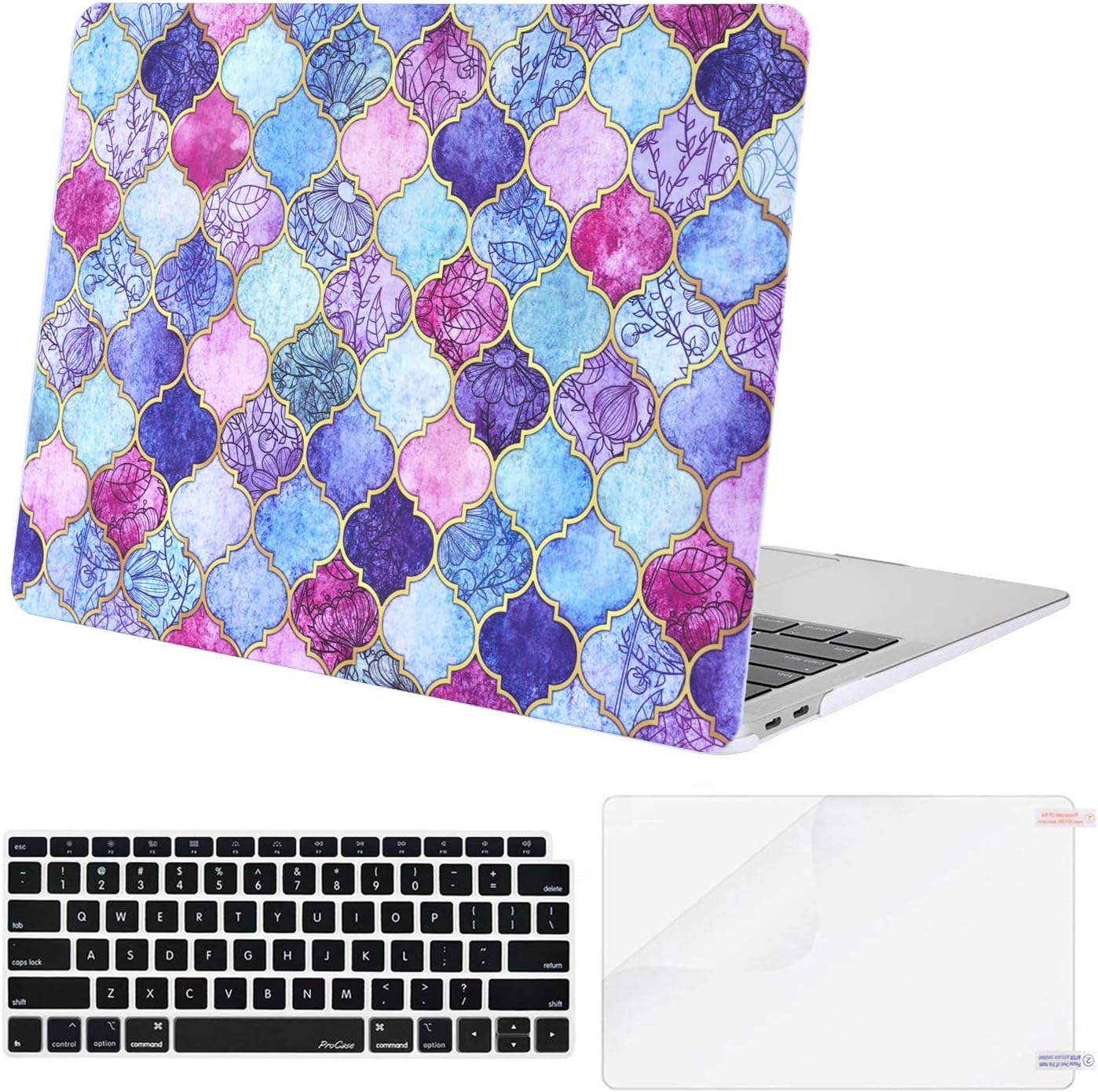 TeenGrow MacBook Air 13 inch Case 2018 Release A1932, Rubber Coated Plastic Hard Case Shell & Keyboard Cover & Screen Protector Only Compatible New Version Mac Air 13"
