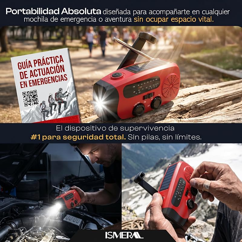 Notfall-Radio mit Kurbel, 2000 mAh, AM/FM, LED-Taschenlampe, SOS — Foto 4 von 7