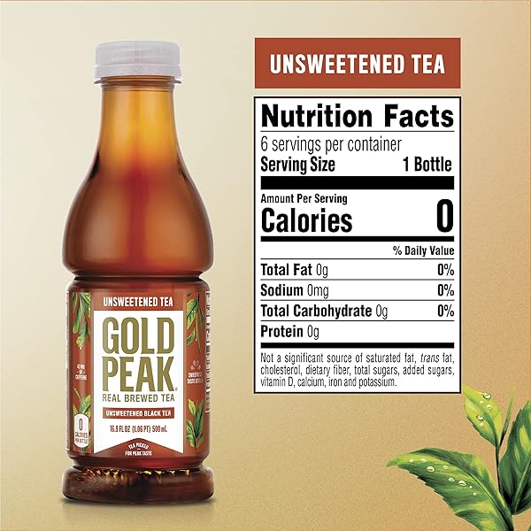 GOLD PEAK TEA, UNSWEET TEA, 16.9 FL OZ, 6 PACK