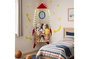 PUTSKA Corner Stuffed Animal Storage Organizer - Stuffed Animal Holder, Stuffy Storage, Space-Saving Plushies and Toy Corner Organizer for Kids Room - Spaceship