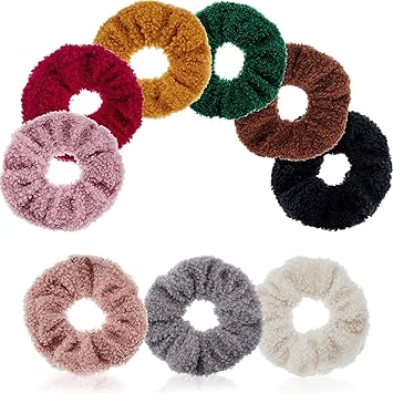 Amazon Com Willbond 9 Pieces Faux Fur Hair Scrunchies Velvet