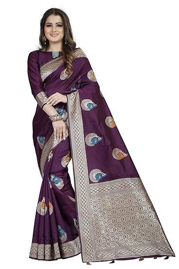 Divaastha Magenta Lichi Silk Geometric Print Saree with Blouse Piece (APP0019MAGENTA)