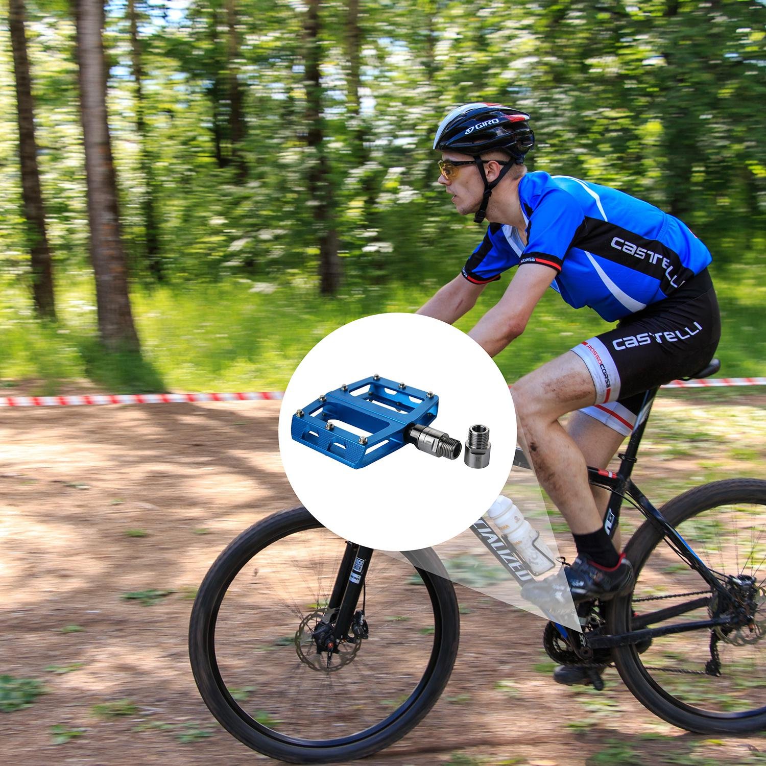 Aolvo Bike Pedal Extenders Extended 15 mm Stainless Steel Foot Pedal Extenders 9/16 Universal