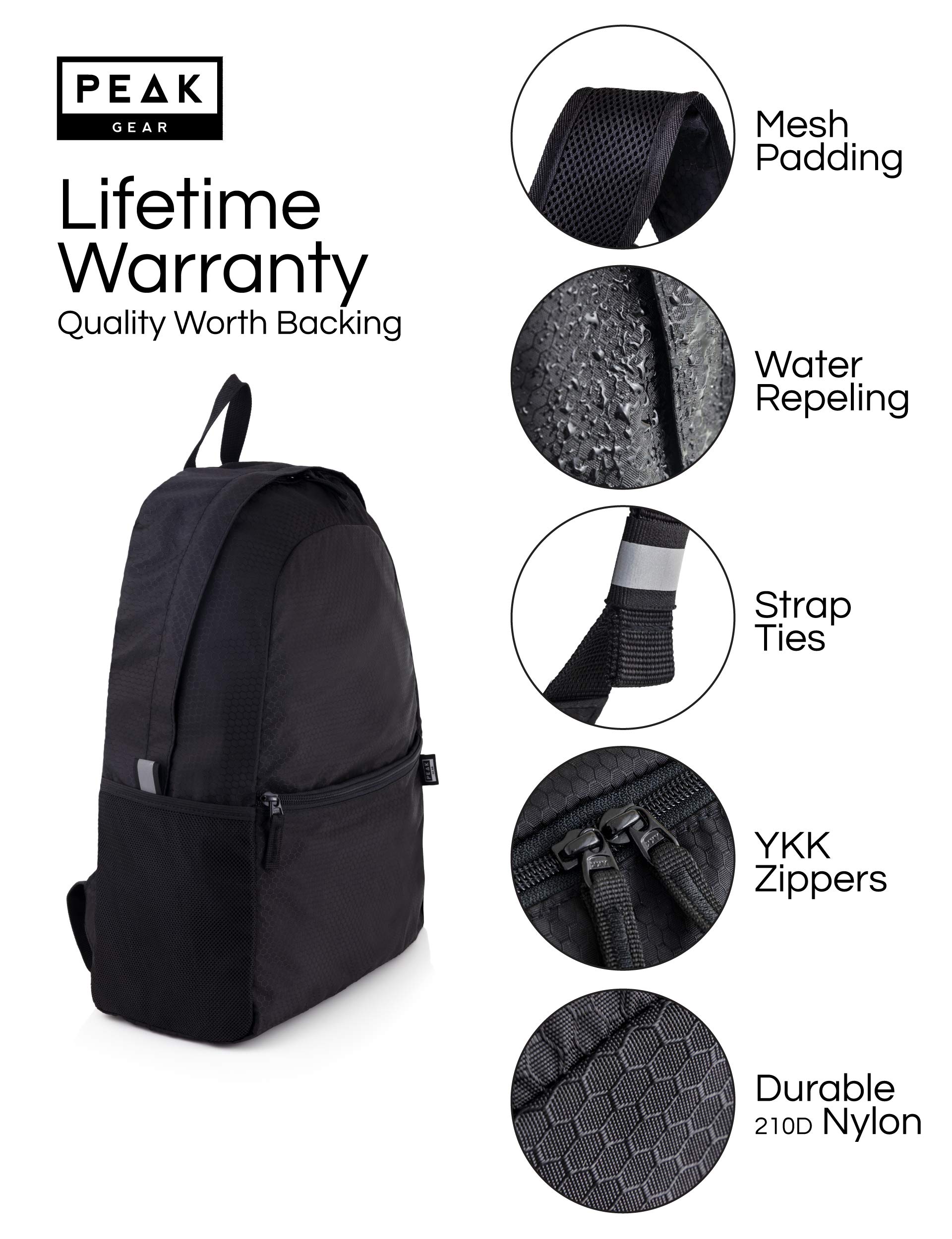 Peak-Gear-Foldable-Backpack-Compact-Packable-Day-Pack-Includes-Lifetime-Lost-Found-ID