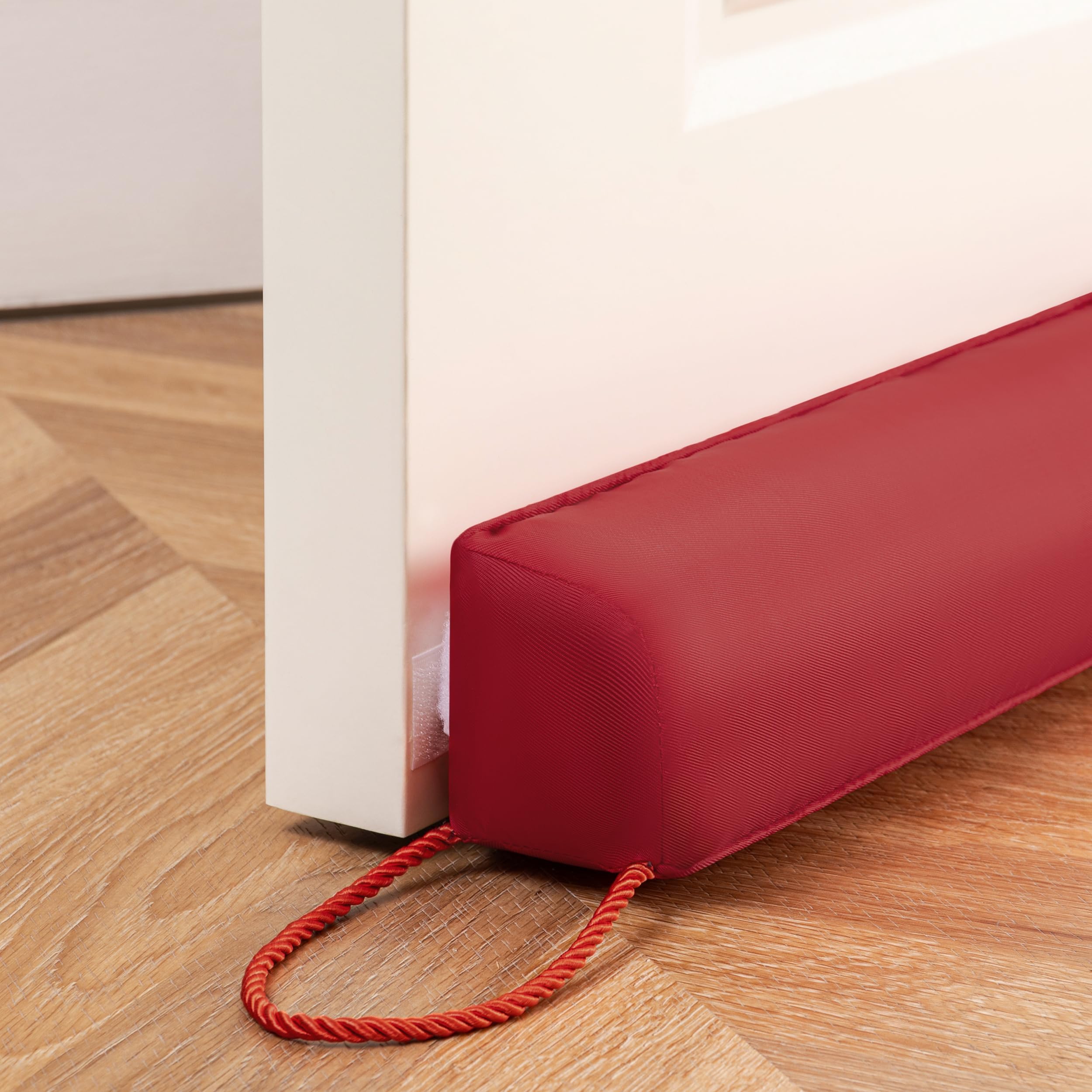 Photo 1 of Sunolga Waterproof Door Draft Stopper Blocks Hot and Cold Air with Removable Washable Cover for Bottom of Door, All-Season Seal for Wind, Door Sweep for Gaps Up to 3", Home Essentials, 36", Red