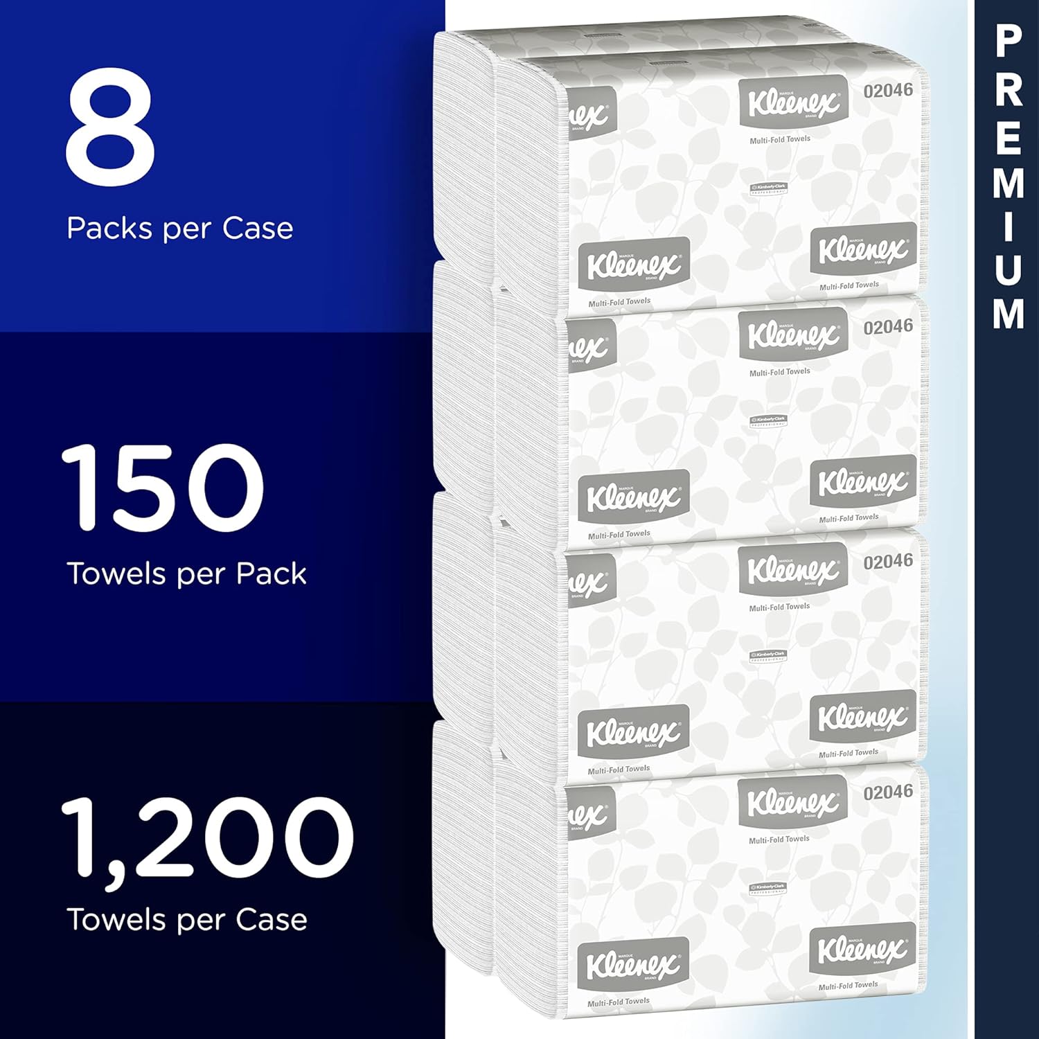 Kleenex Multifold Paper Towels (02046), White, 8 Packs/Convenience Case, 150 Tri Fold Paper Towels/Pack, 1,200 Towels/Case: Industrial & Scientific