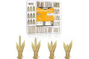 KURUI 180Pcs Self Drilling Drywall Anchors with Screws Kit, Metal & Heavy Duty Grip Anchors for Wall, Sheetrock, Expansion Anchor Assorted Sizes for Picture Frames, Shelves & Home Decor