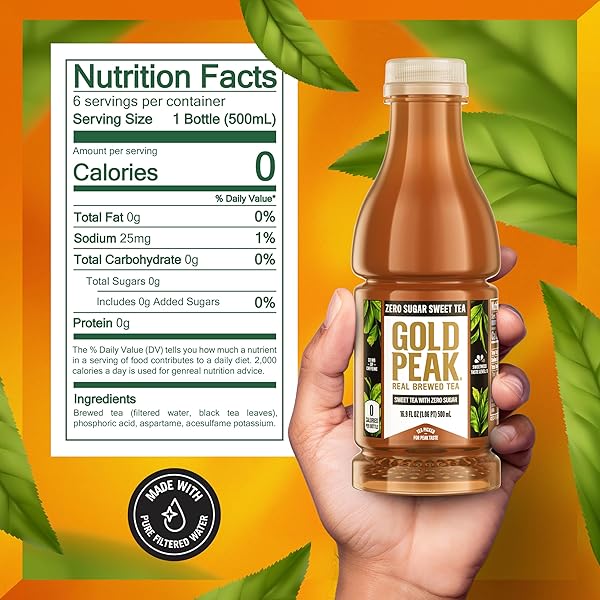 GOLD PEAK TEA, DIET TEA, 16.9 FL OZ, 6 PACK