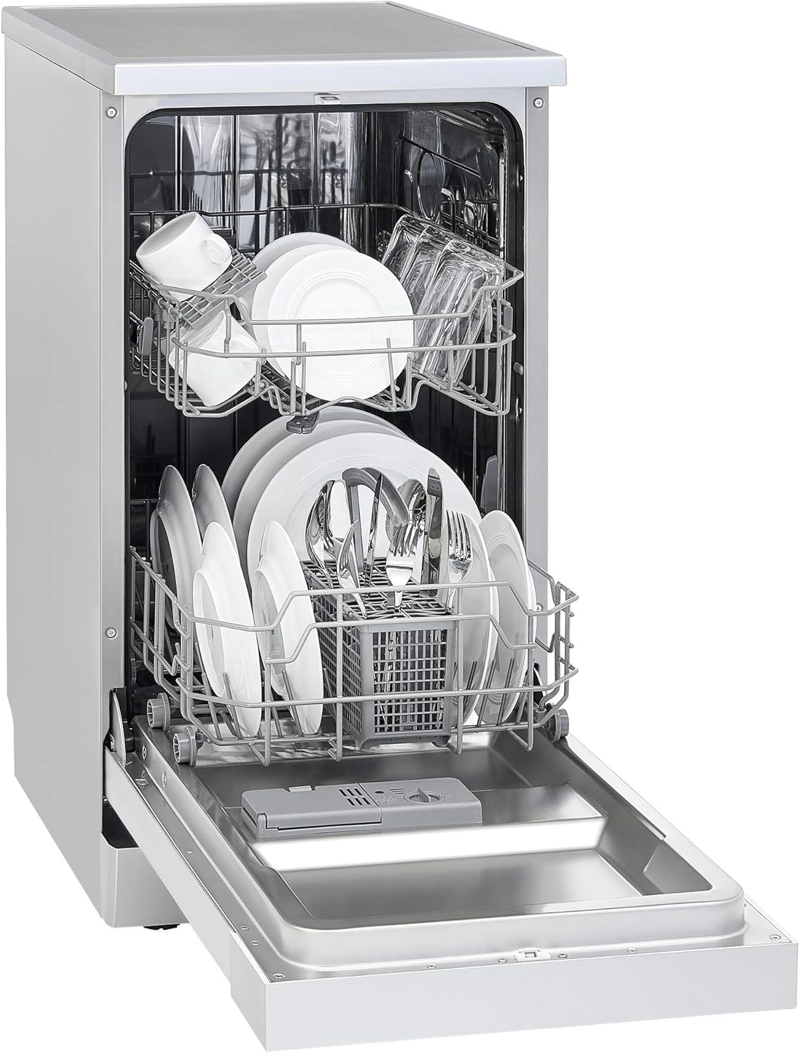 Exquisit Geschirrspüler GSP 9109.1 si | Standgerät, Unterbaugerät | 9 Maßgedecke | Silber
